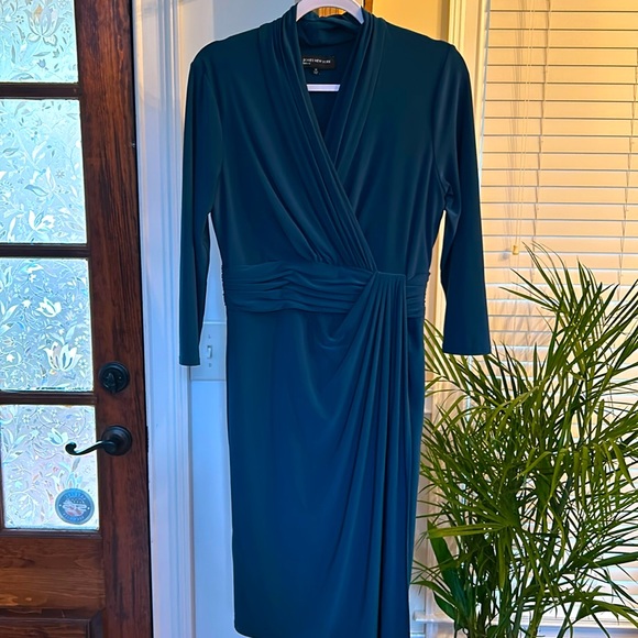 Jones New York career teal sexy gathered dress sz 10 stretchy slimming NWOT - Picture 1 of 6